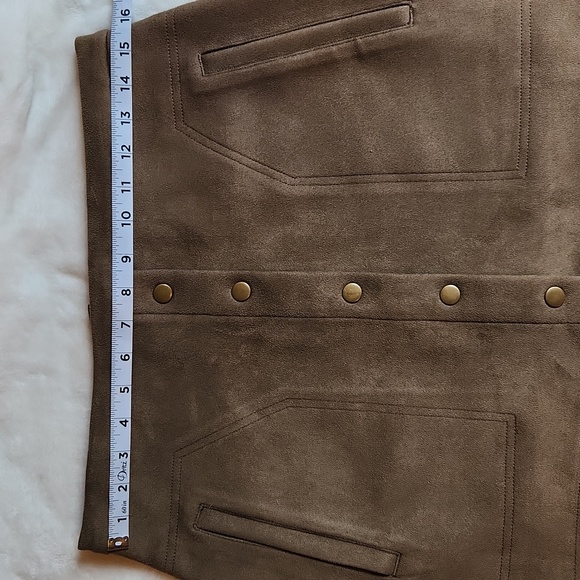 HFVE, Women's, Fall, Spring, Winter, Olive Green, Suede Like Skirt Mini Skirt - Picture 4 of 8